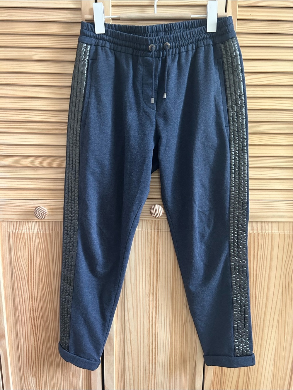 Brunello Cucinelli cotton joggers with shiny side panels